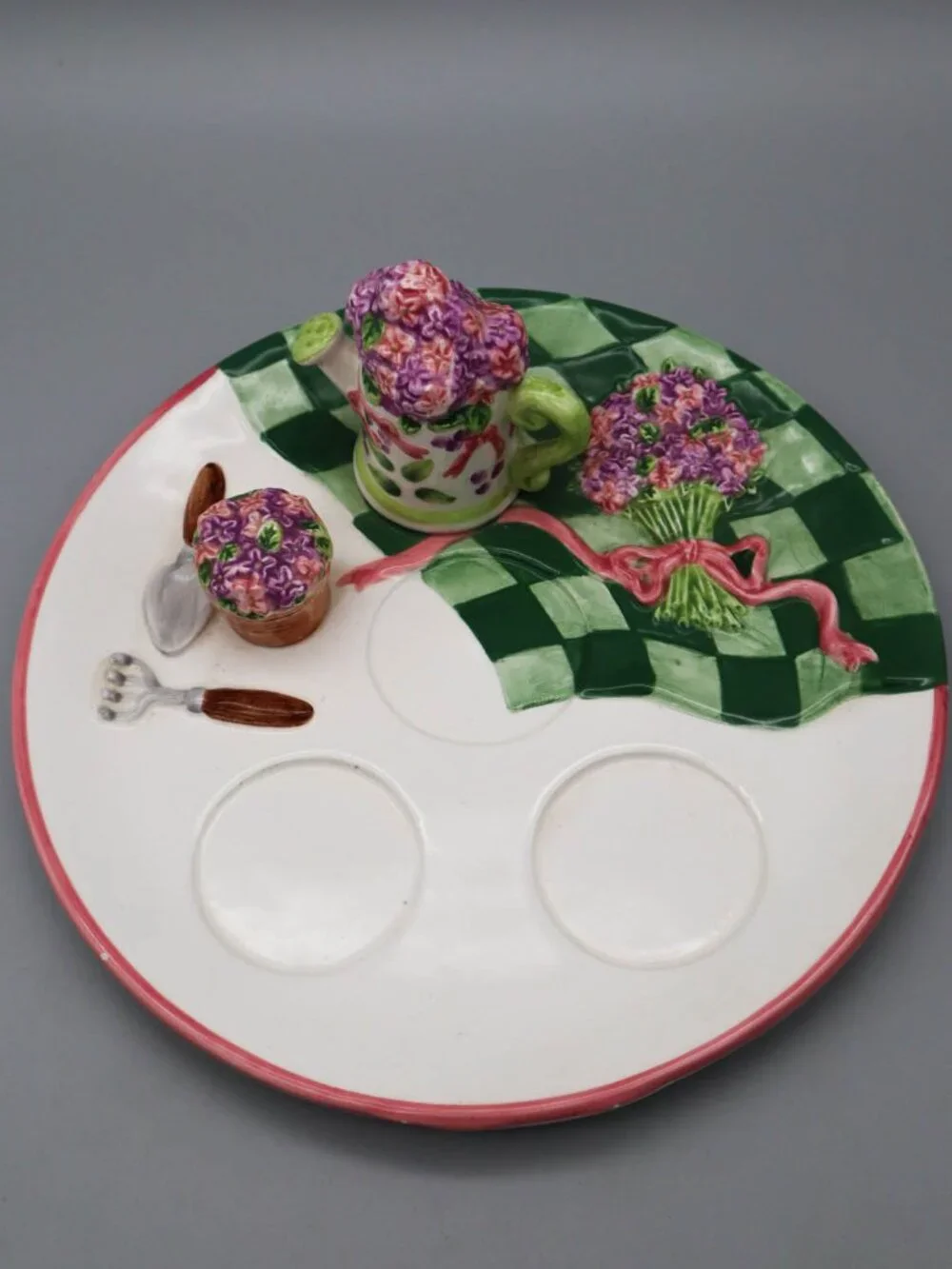 Vintage PartyLite Lilac Meadow Ceramic Tealight Candle Holder Plate Cottagecore - Picture 2 of 7